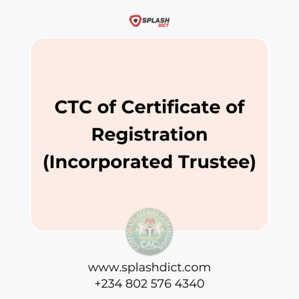 CTC of Certificate of Registration (Incorporated Trustee)