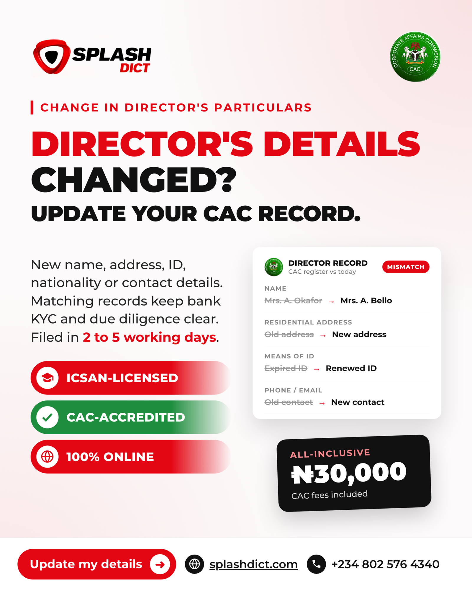 Change in Particulars of Director