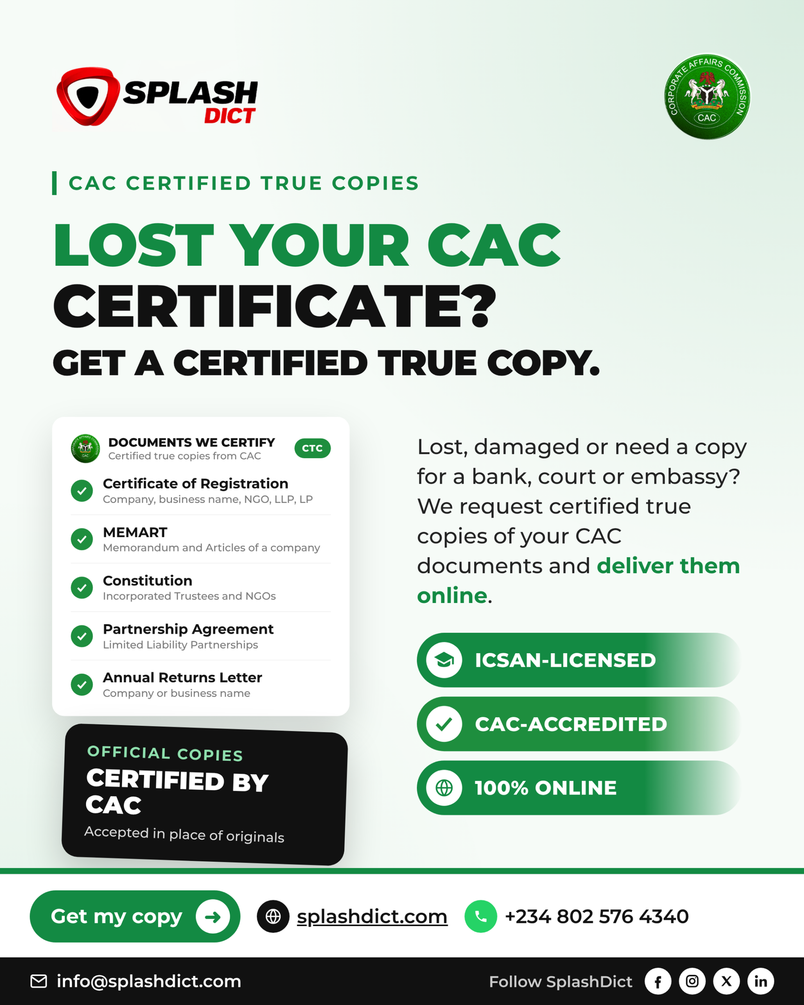 Request CAC Certified True Copies (CTC) 1 Get Certified True Copies (CTC) of Your CAC Documents