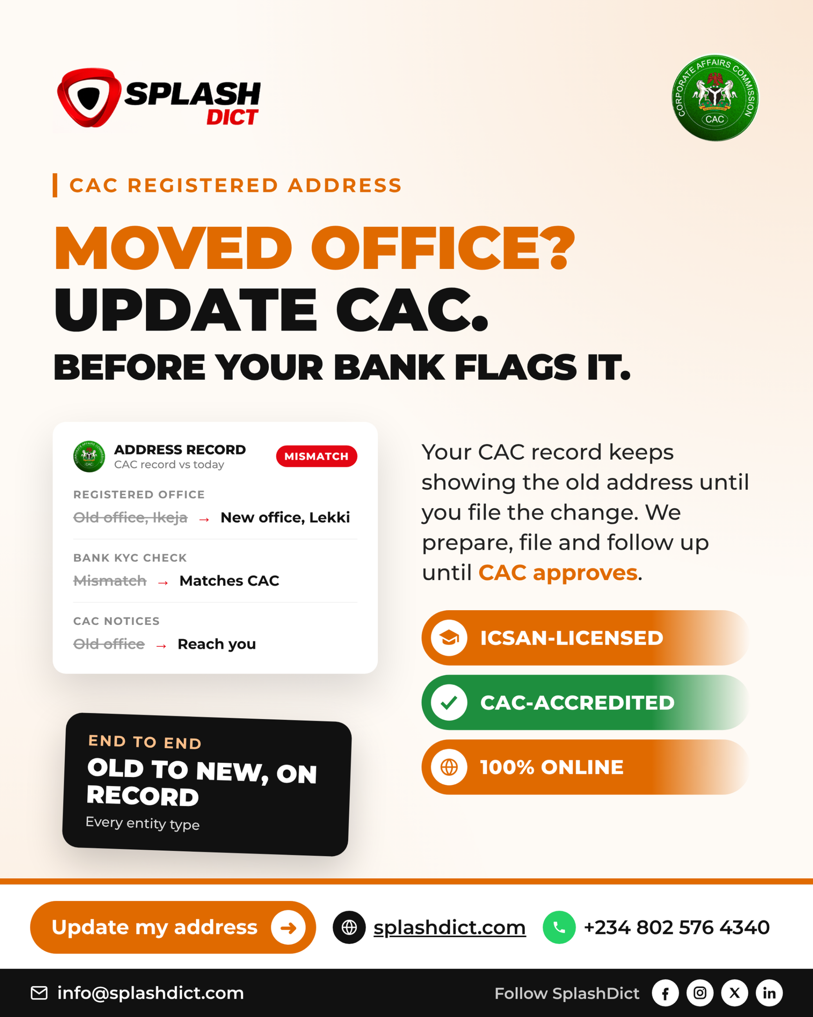 CAC Change of Registered Address 1 File CAC Registered Address Change and Update Your Office