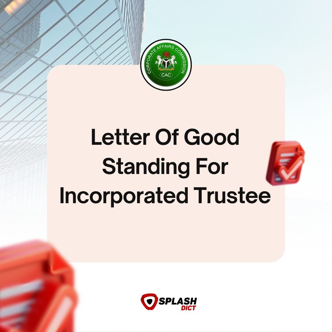 Letter Of Good Standing For Incorporated Trustee