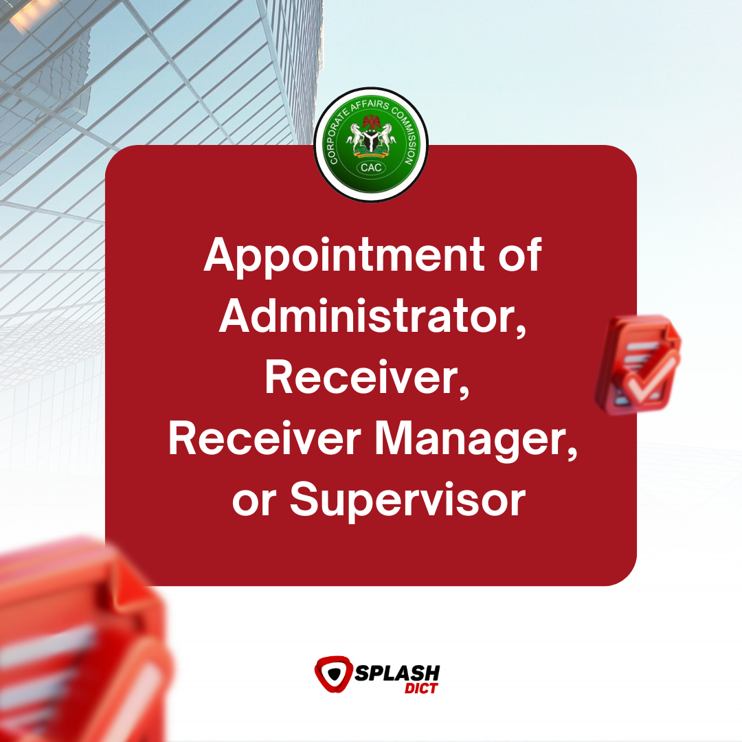 Appointment of Administrator, Receiver, Receiver Manager or Supervisor